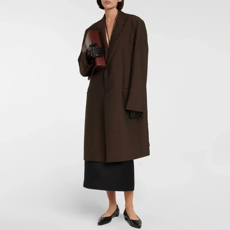

T * row autumn and winter women's coat, with a lazy new feeling and a mid length windbreaker set