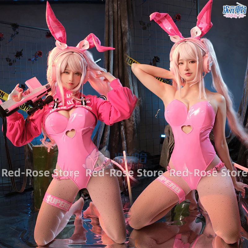 

Game NIKKE The Goddess of Victory Cosplay Costumes Alice Doujin Bunny Girl Leather Uniform Suit Jumpsuit Jacket Wig Ears Tail