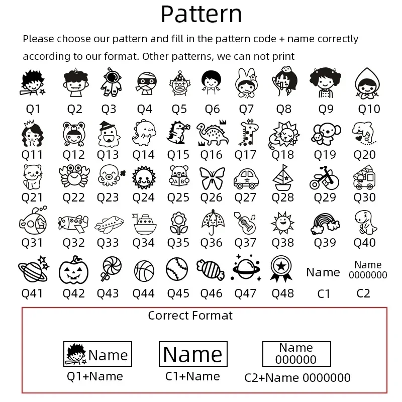 Double -layer black and white ink Student's Stamp Children's Name Seal Kindergarten Clothes Waterproof Name StickerStamp