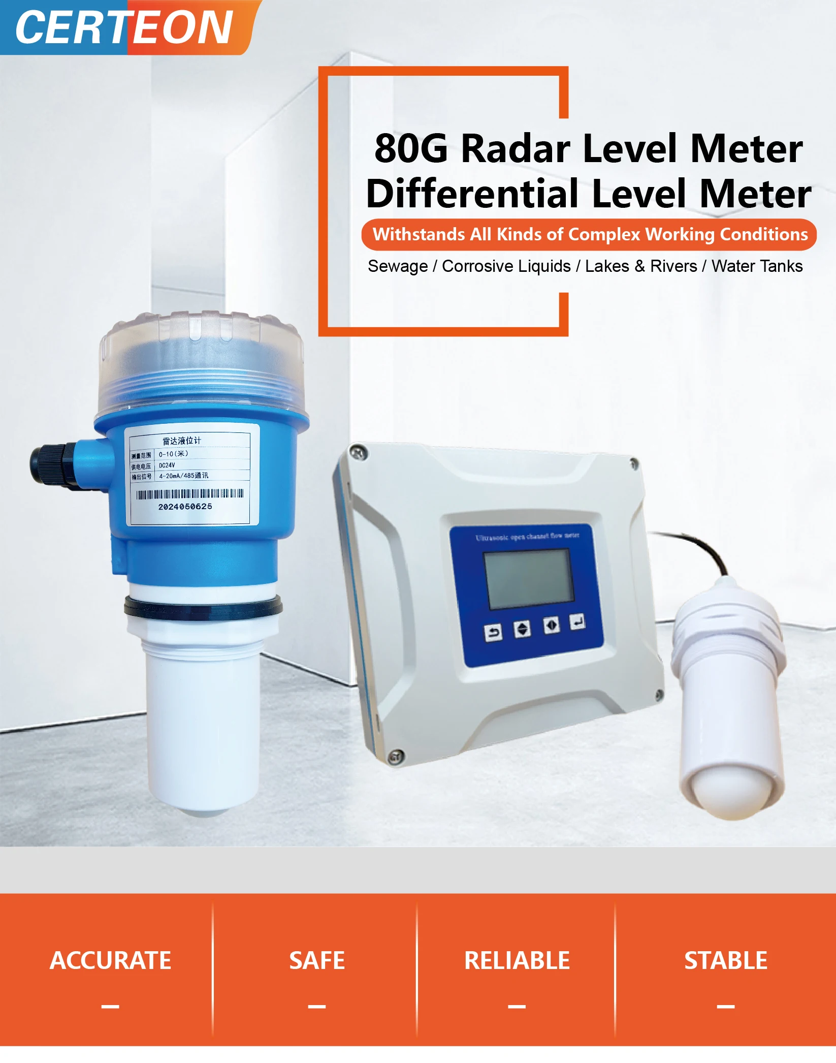 SLD-RDY80 Radar Level Sensor 0-20m High Accuracy Liquid Level Transmitter 4-20mA
