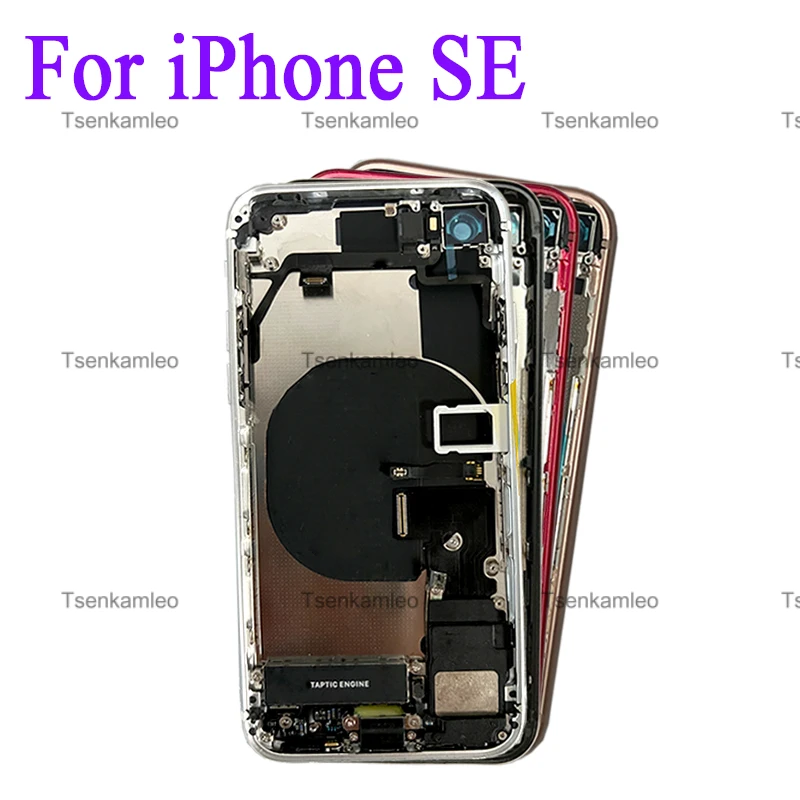 

OEM качественная задняя крышка аккумулятора для iPhone SE 2 + средняя рамка корпуса + лоток для SIM-карты + боковой ключ корпус гибкий кабель запасные части