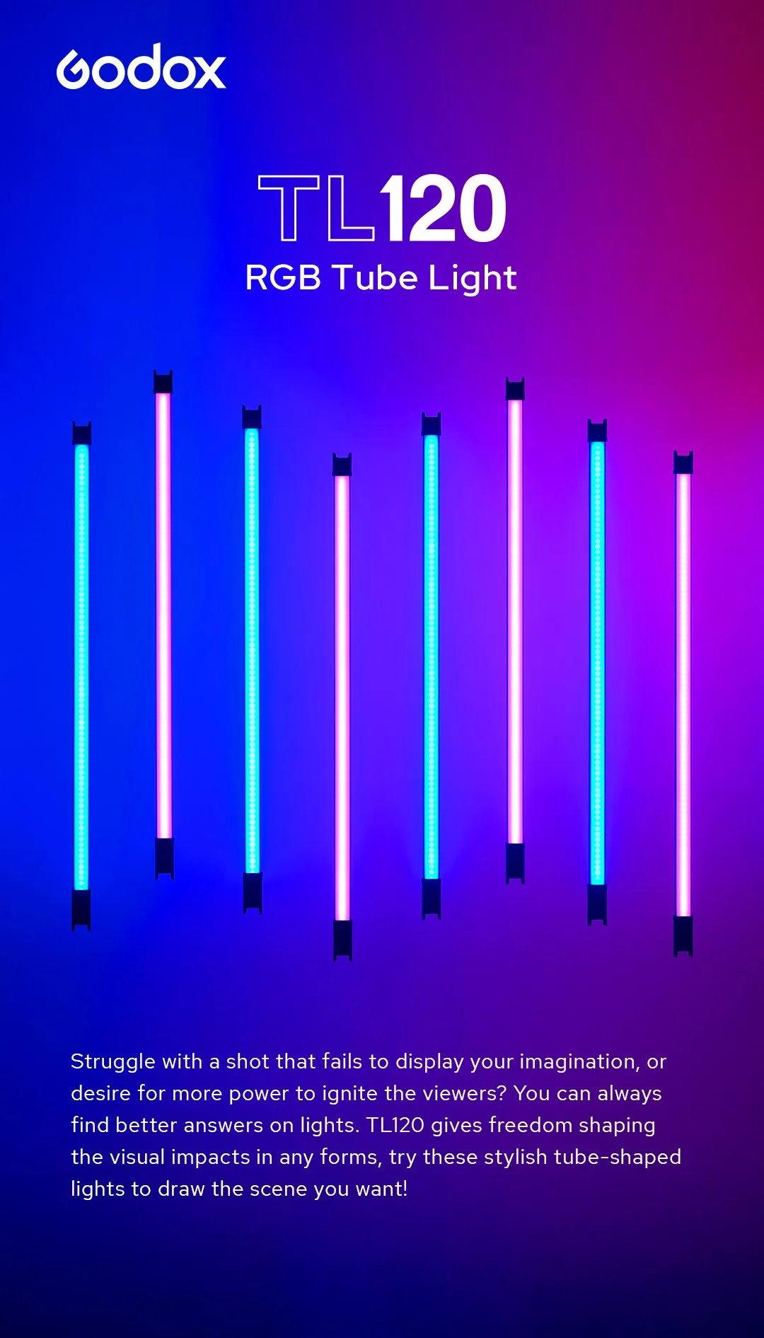 TL120 TL120-K4 RGB Color Pavo Tube Light Photography Handheld Stick Light with A