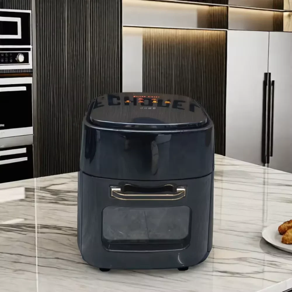 Hot Selling Silver Dual Digital Power Air Fryer Oven 15L Big Capacity Stainless Steel Silicone Liners for Household