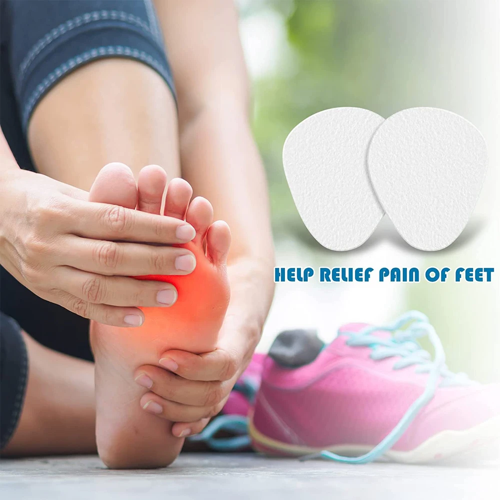 1Pair Metatarsal Felt Feet Pads Insert Foot Cushion Pain Relief Forefoot Support Adhesive Foam Foot Cushion For Men Women