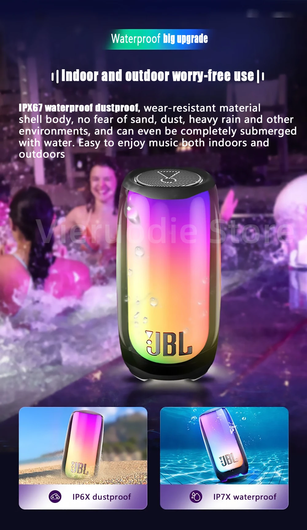 JBL Pulse 5 Portable Bluetooth speaker with light show description image 6