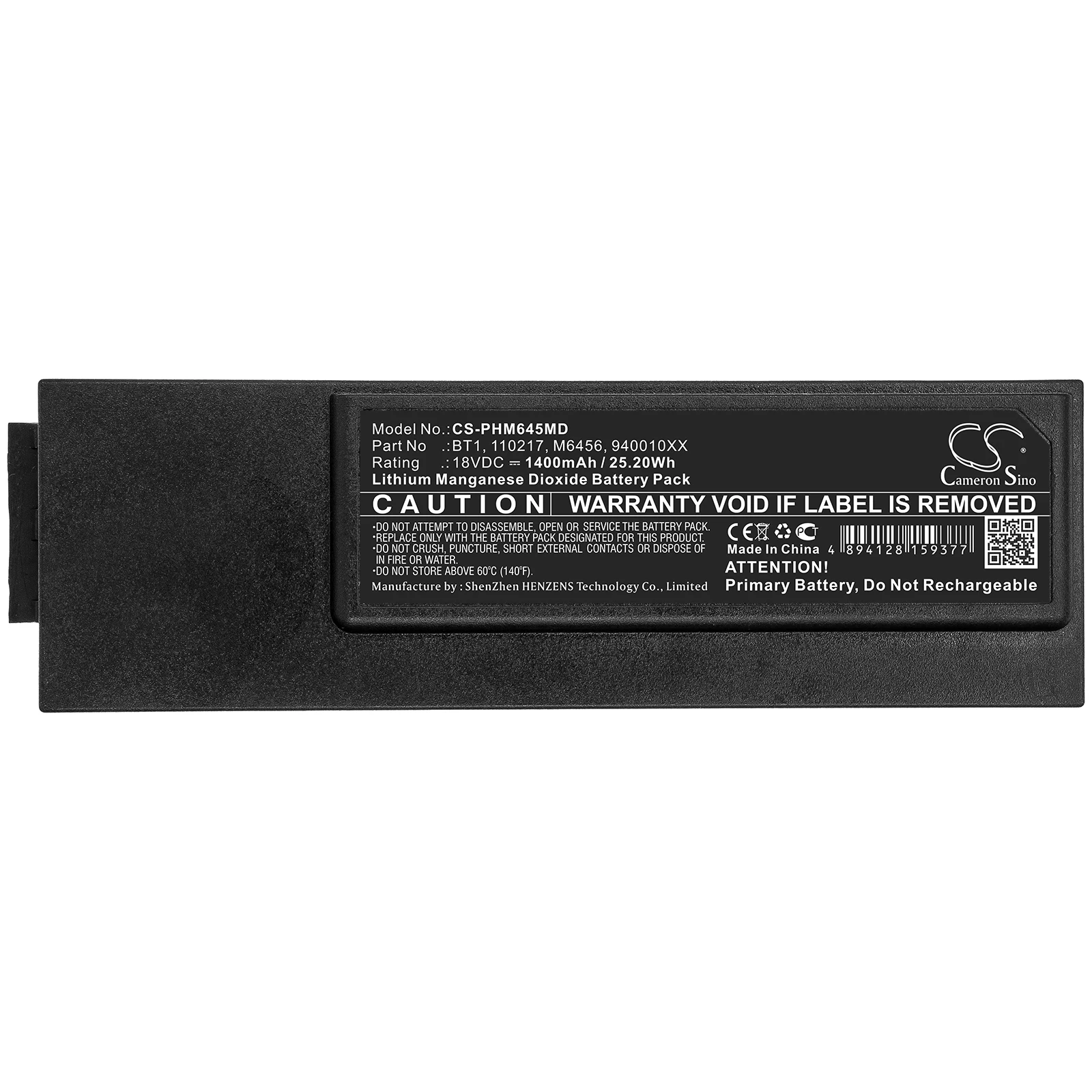 

Cameron Sino 1400mAh Battery For Philips 110217 940010XX 940020XX 940030XX 989803136301 BT1 BT1-ABE M6456 Forerunner AED BT1