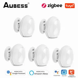 Aubess – Mini capteur PIR intelligent ZigBee Tuya, wi fi, capteur de mouvement humain, corps, système d'alarme domestique, compatible avec Alexa et Google 