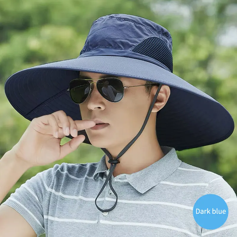 Sun Hats 15CM Large Brim Summer Breathable Fishing Men Women UV Protection Mesh Fisherman Hiking Outdoor Beach