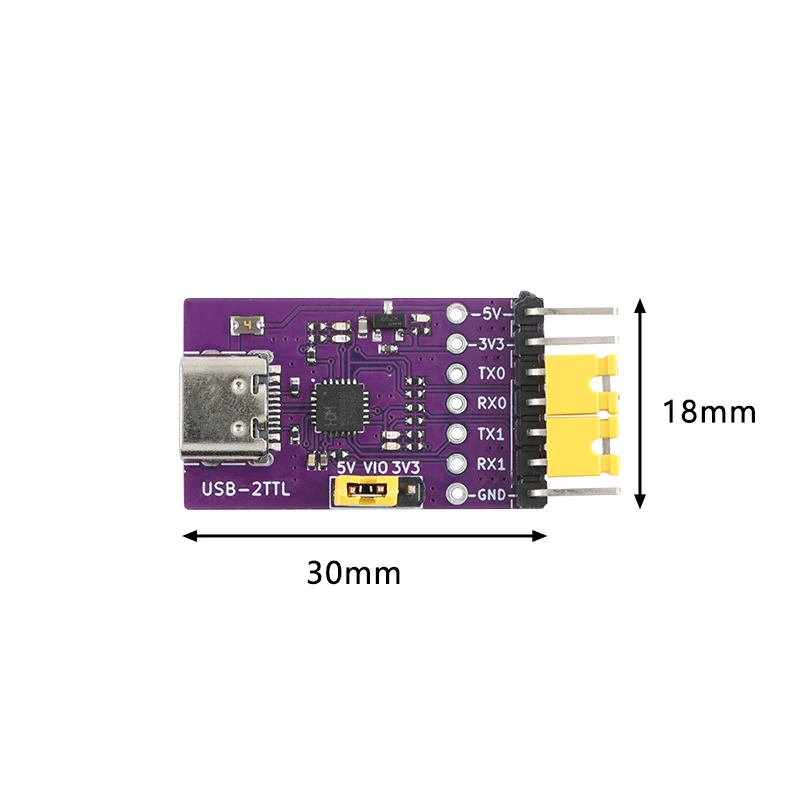 5pcs/1pc USB 2 채널 방식 TTL 직렬 포트 모듈 Type-C 50bps-3Mbps 고속 CH342 칩 통신 변환 모듈