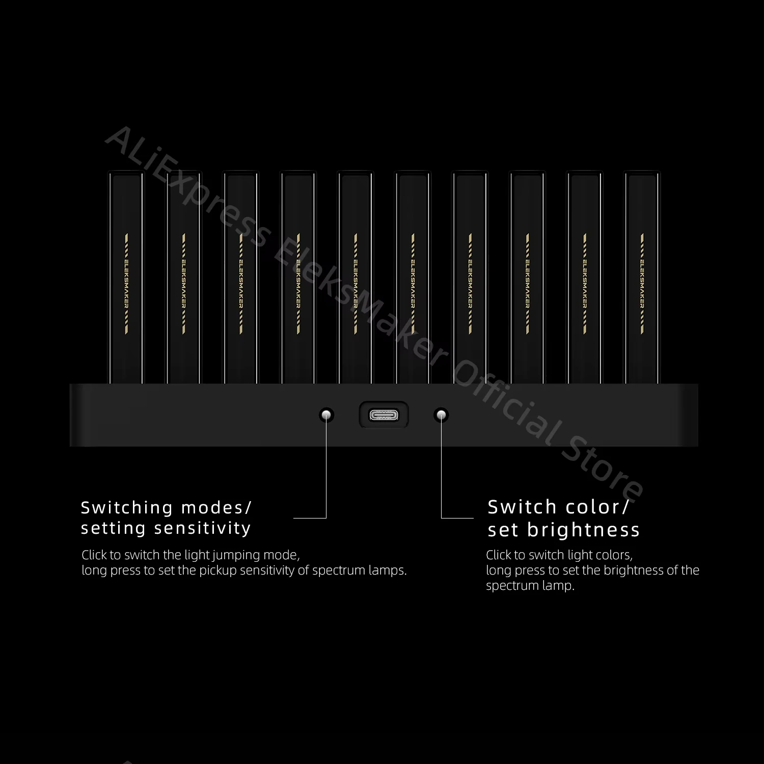 EleksMaker T10 RGB Glow Tube Desk Rhythm Lamp Audio Music Spectrum Light Decoration Boyfriend Gift Sound Pickup Atmosphere LED 6