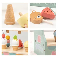 Wooden children's artificial ice cream cone ice cream model accessories mini sale table Home ice cream shop toys 2