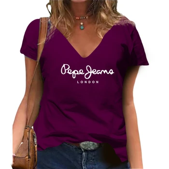 Fashion Women T Shirts Funny Letter Print Short Sleeve Tees Casual V-neck Loose Tops Summer Female Clothing y2k Women's t-shirt