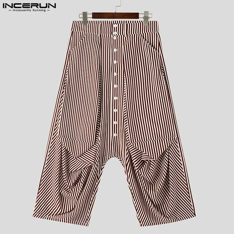 INCERUN 2024 American Style Trousers New Men's Striped Design Pant Casual Party Shows Hot Sale Loose Comfortable Pantalons S-5XL