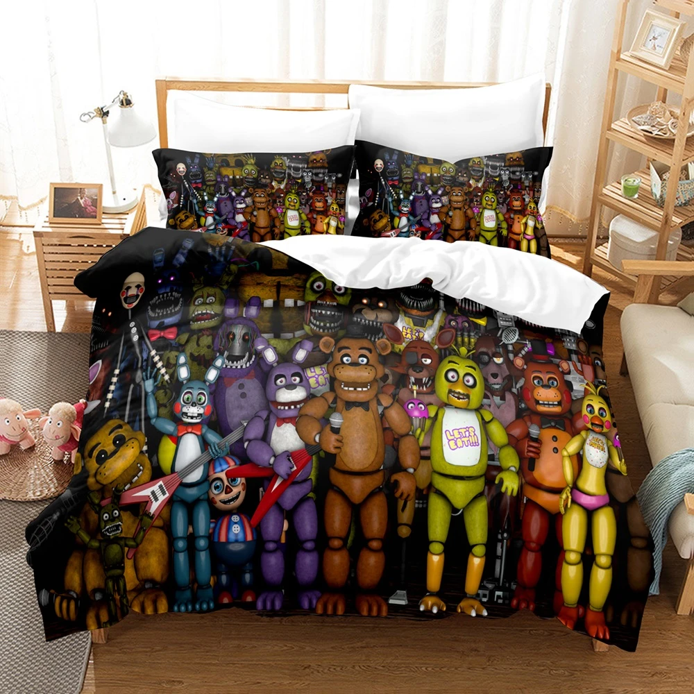 Nights At FNAF Juego de cama individual y doble, ropa de cama de tamaño King, nórdica para dormitorio de niños, Textiles para el hogar con estampado de Anime| | - AliExpress