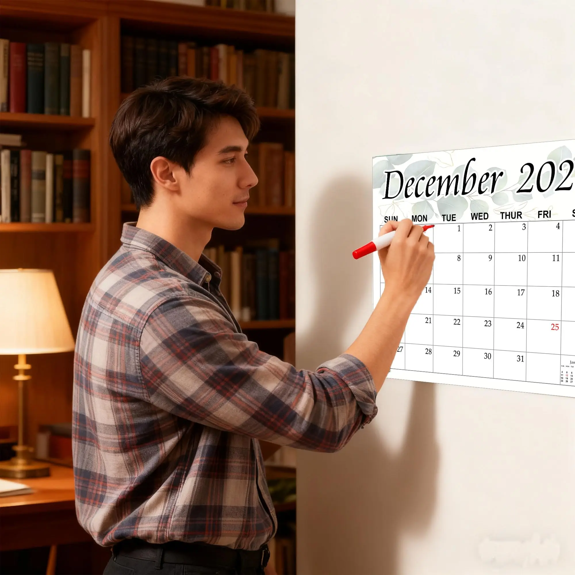 냉장고용 자석 달력 2025 녹지 테마 냉장고 벽걸이형 월간 자석 달력 11.5x13인치 데일리 달력