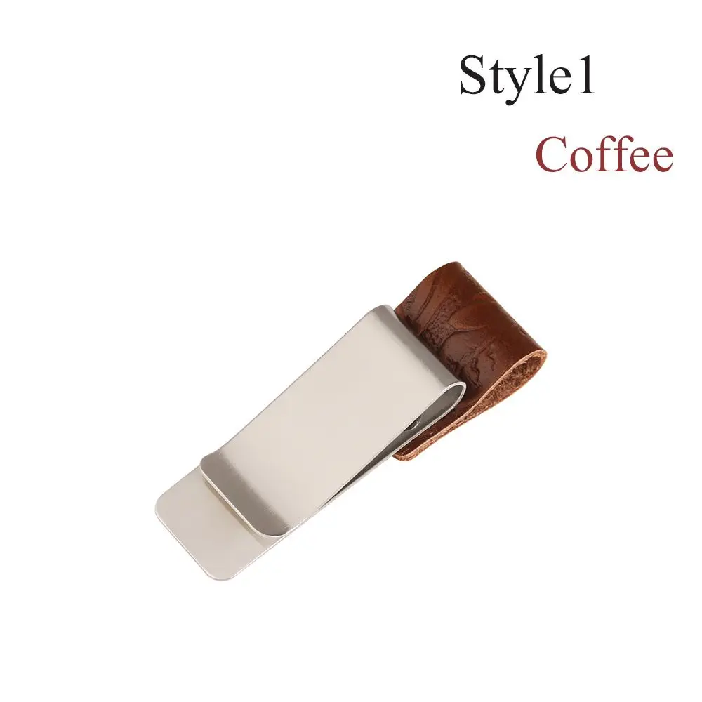 Convenient Metal Vintage Portable Notebook Holder Handmade Leather Stainless Steel Clips Brass Pen Folder