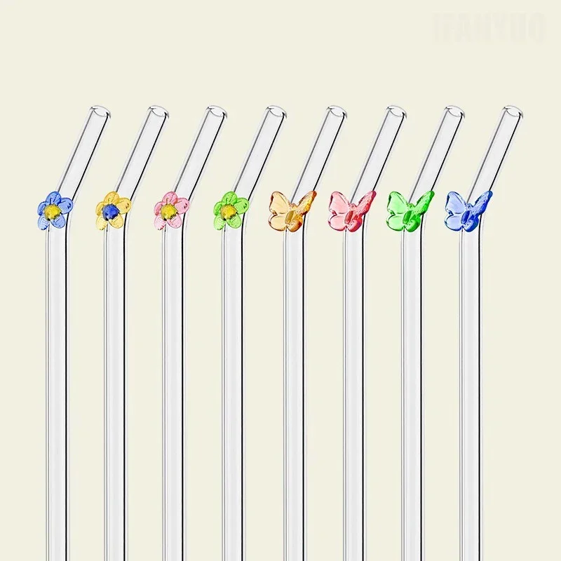 Eco-Friendly Butterfly & Flower Shaped Glass Straw