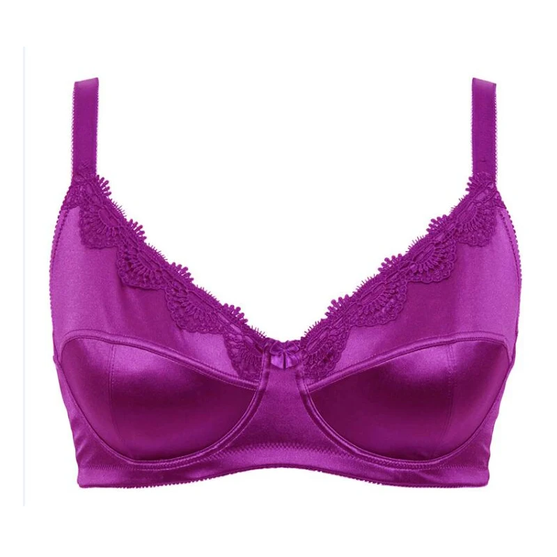 Mierside 953 Plus Size Bra With Solid Embroidery Women Soft Underwear Silk Lingerie Big Bralette Everyday 36-46C/D/DD/DDD/E/F/G