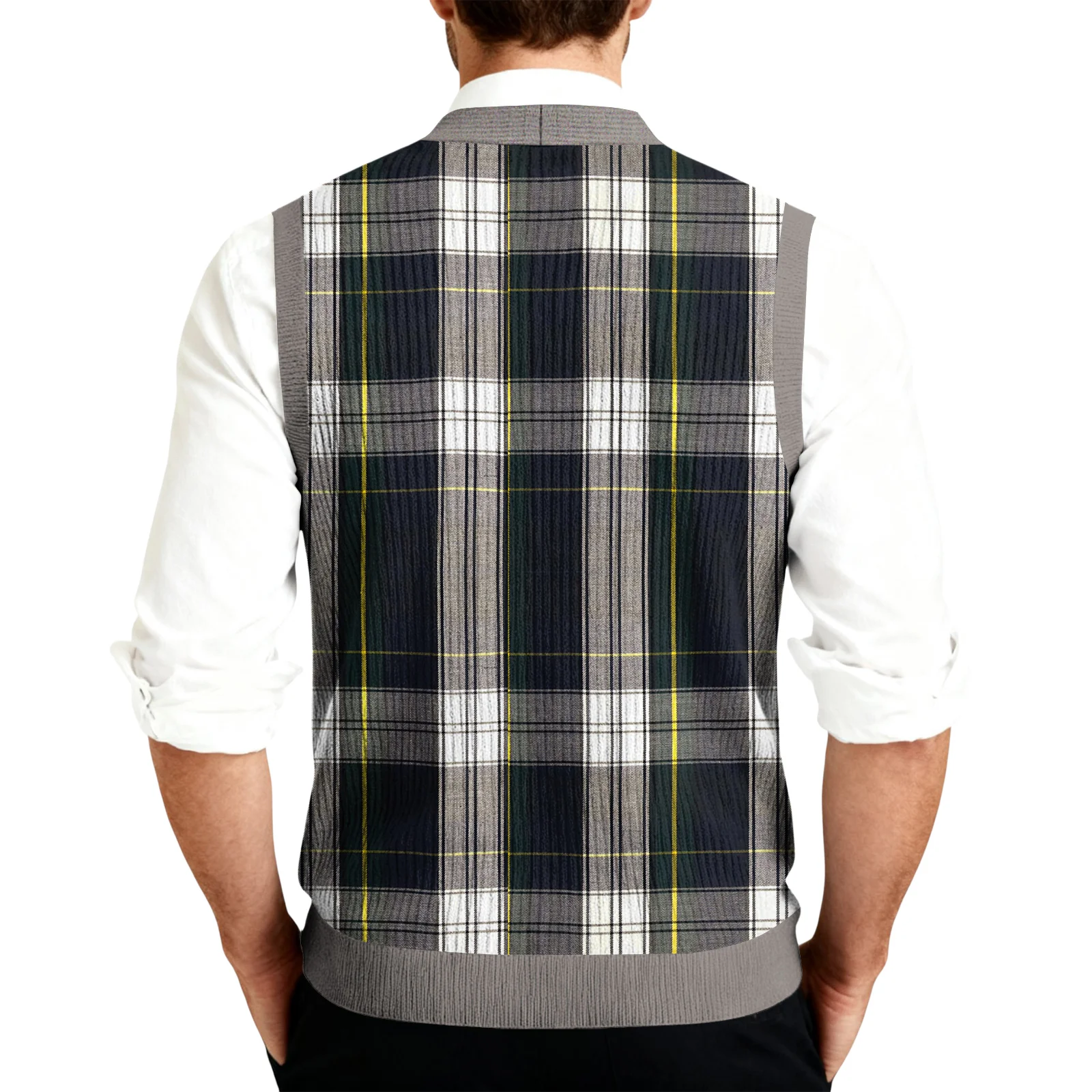 Neue Herren Gestrickte Weste Ärmellose Herbst Winter V-ausschnitt Pullover Weste einreiher Vorne Strickjacke Weste – Detail 16