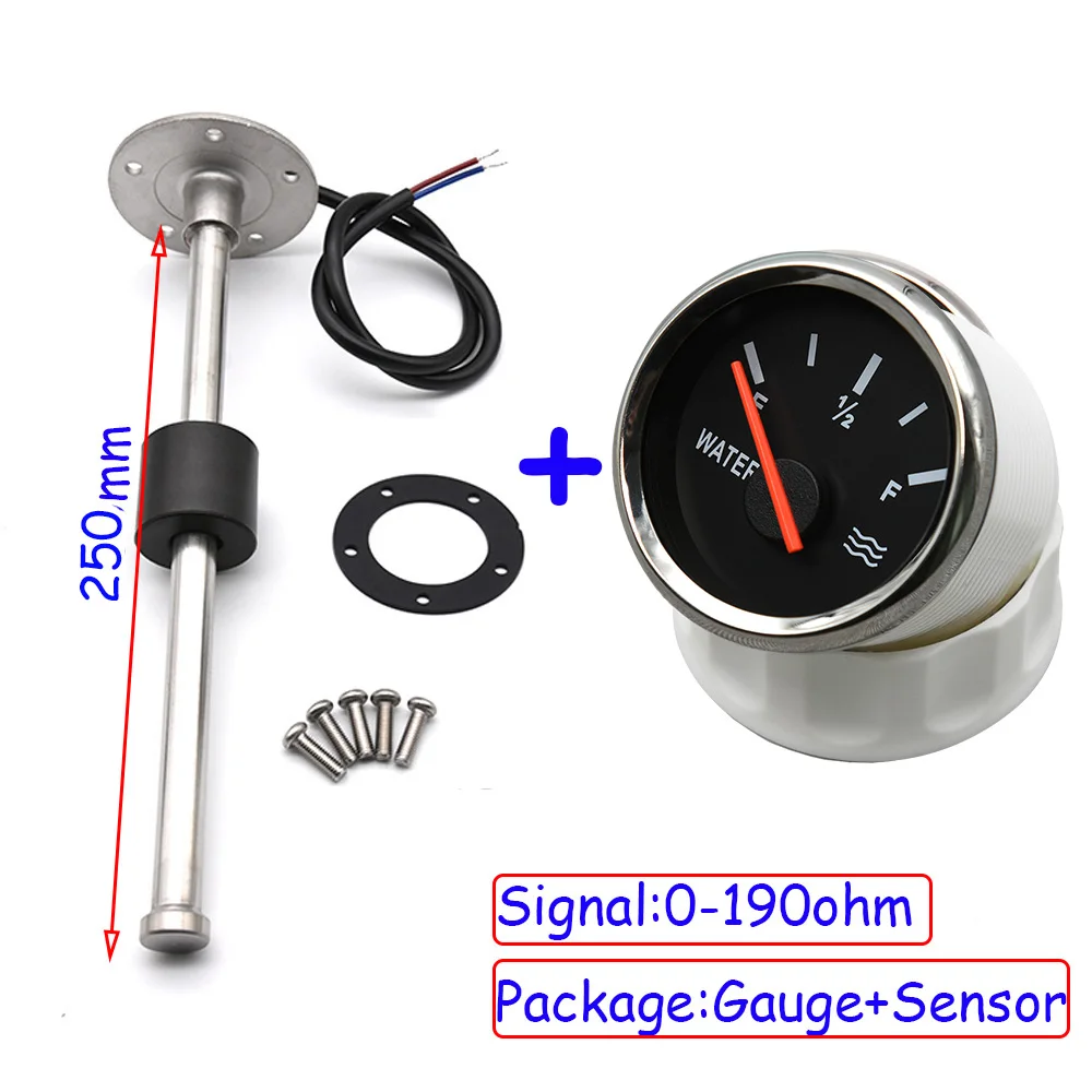 52mm Water Level Gauge Water Level Sensor 0 190 Ohm With 7 Color Backlight Wat