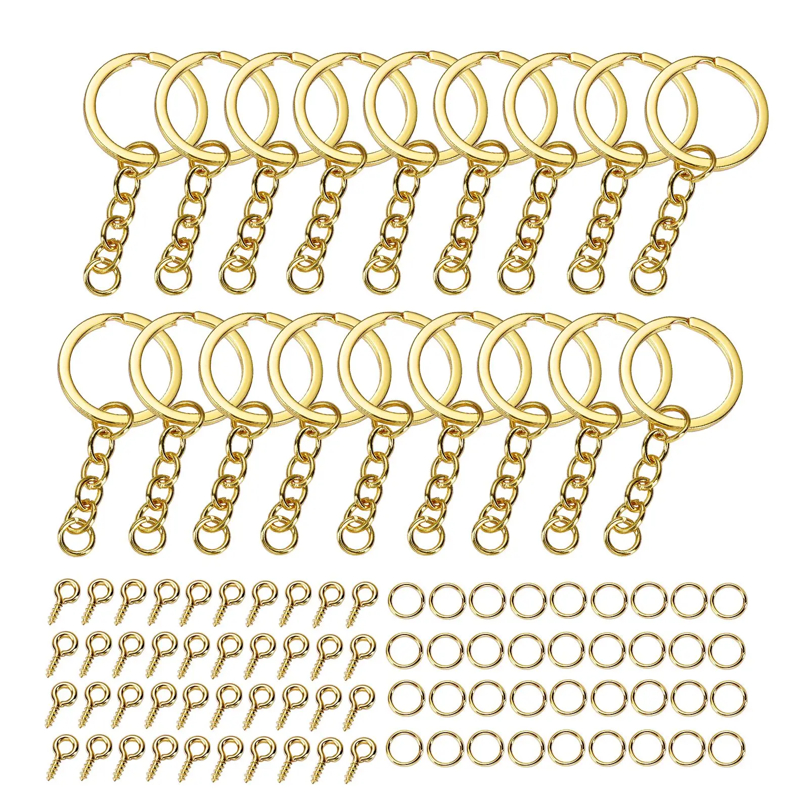 

320Pcs Keyring Keychain Split Ring Key Holder Eye Pins Eyepins Hooks For DIY Jewelry Making Kits Key Chains Key Ring Accessories