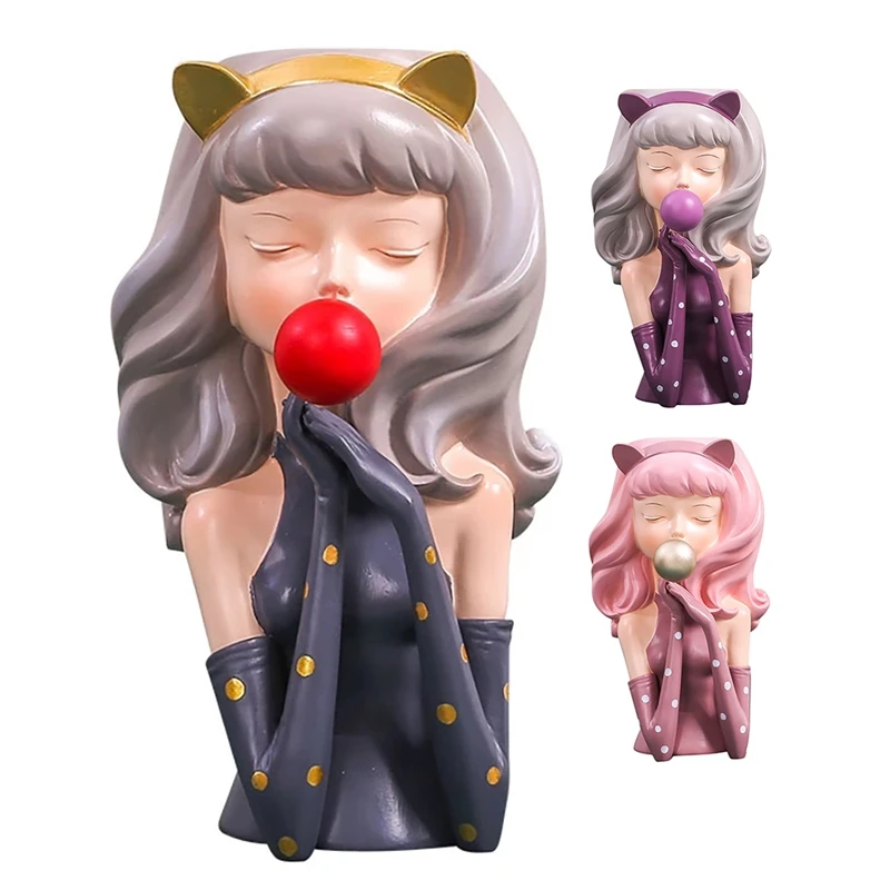 

1 шт. ваза для девочек с рисунком из жвачки-пузыря, абстрактный цветочный горшок из смолы, стильный Декор для дома, настольное украшение, фигурка