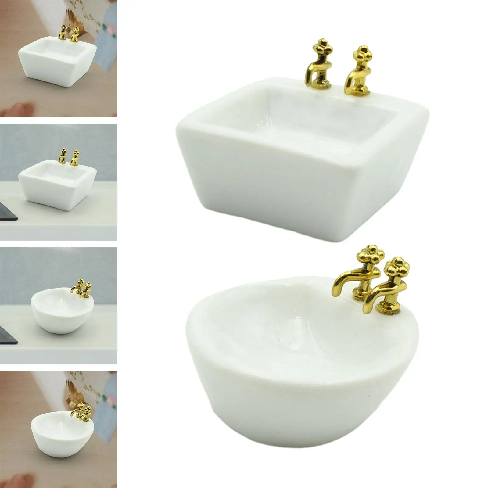 1:12 Scale Miniature Washbasin Pretend Toy Mini Ceramic Washbasin Mini Basin Sink for Kids Gifts Dollhouse Decor Accessory 1:12 Scale Miniature Washbasin Pretend Toy Mini Ceramic Washbasin Mini Basin Sink for Kids Gifts Dollhouse Decor Accessory