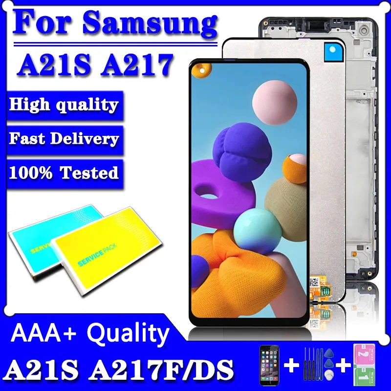 

AAA + качественный ЖК-дисплей для Samsung A21s A217 ЖК сенсорный экран дигитайзер ЖК-дисплей для Samsung A21s SM-A217F/DS дисплей с рамкой