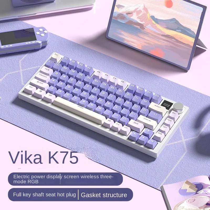 

Клавиатура Механическая WK K75 Hotswap, 2,4 ГГц, 3 режима работы