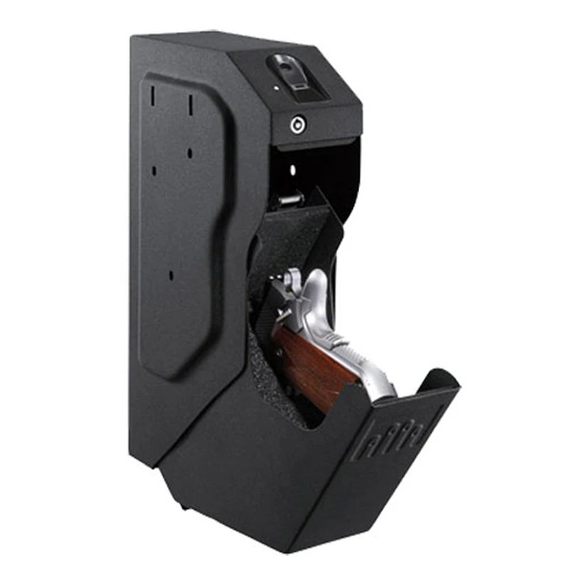 Gun Safes Fingerprint Biometric and Spare Key Lock Pistol Safe Box High  Quality Steel Security Guns Fingerprint Strongbox AliExpress