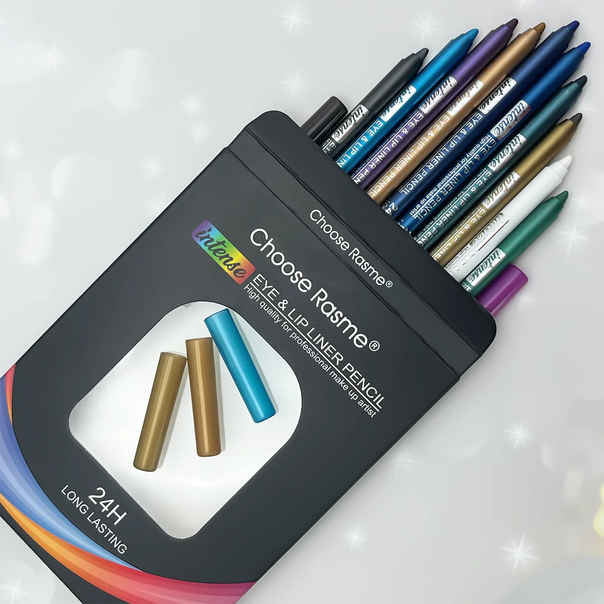 12 Colors Glitter & Shimmer Eyeliner Stick Pack - Long-Wearing Blue Tone Eyeliner Pencil with Smooth Application - Versatile 5