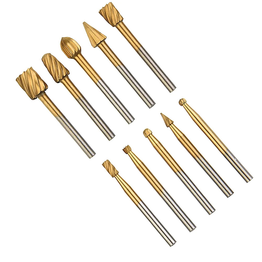 Router Burr Engraving Wood Root carving Olive pits Set Grinding Bits Tool 10pcs
