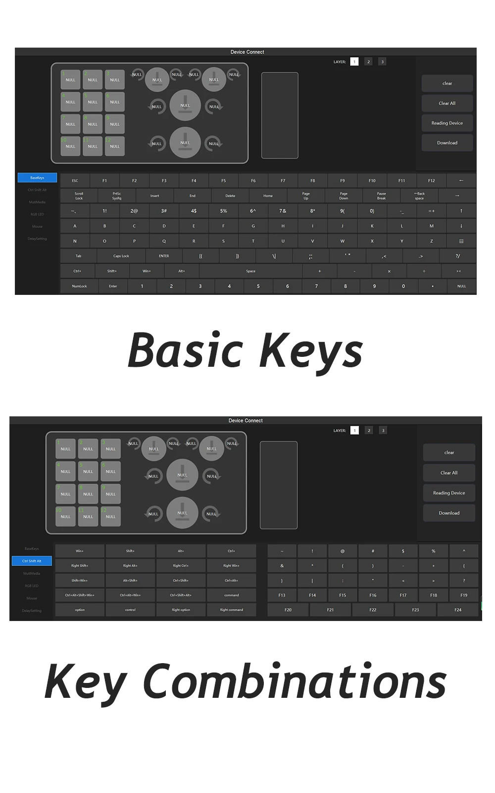 RGB, 4 botões, teclado mecânico para jogos, 12 teclas
