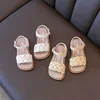 Fashion Design Girls Sandals Summer Children Beach Shoes Girls Open-toed Sandals Soft PU Leather Flat Knitted Sandals For Girl 4