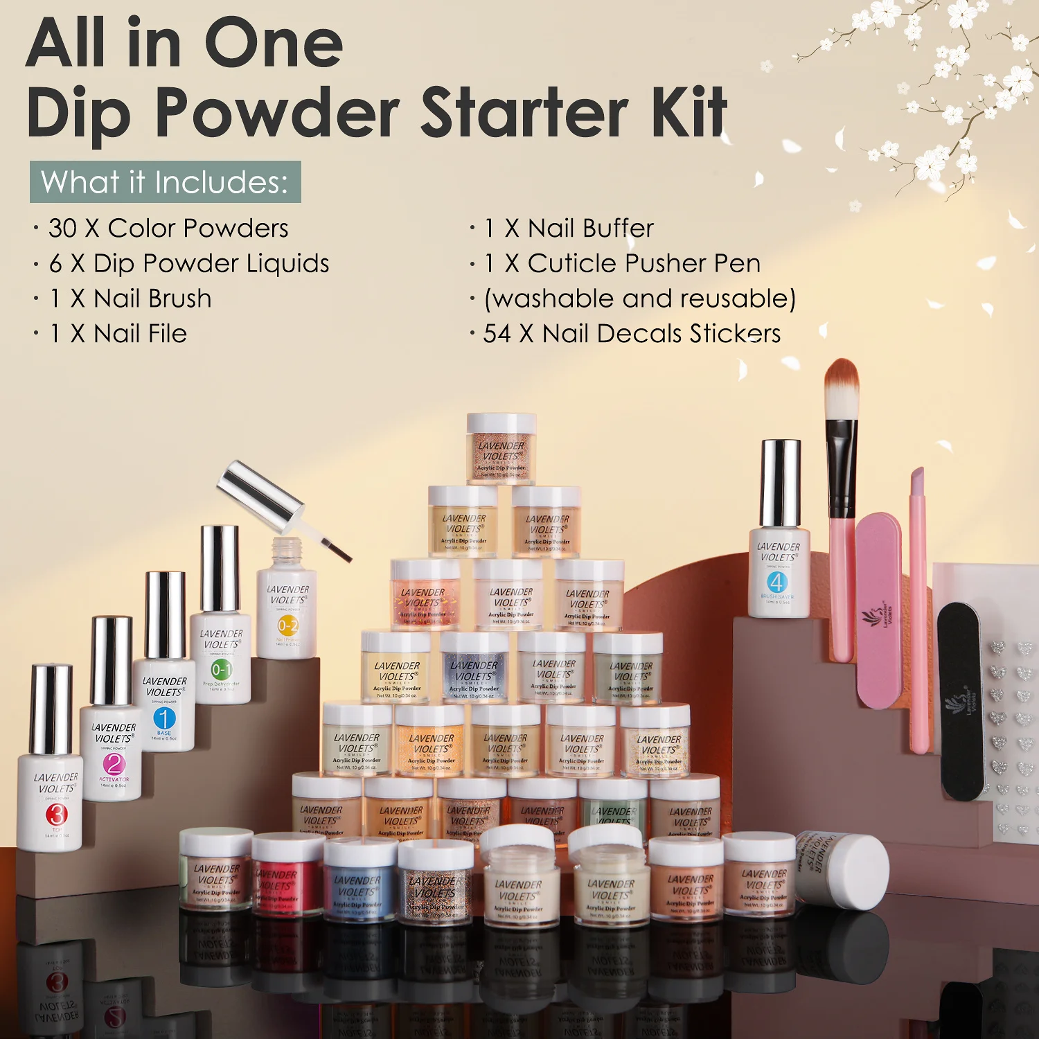 30 Colors Dip Powder Set with Essential Dip Liquids and Manicure Nail Tools for Salon Home Nail Art Design Women Gift Set 4