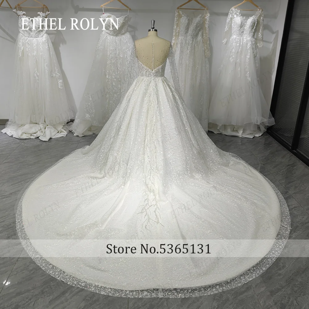 ETHEL ROLYN Luxury Wedding Dress For Women New Glitter Long Sleeve Princess sweetheart Backless Bridal Gown Vestidos De Novia