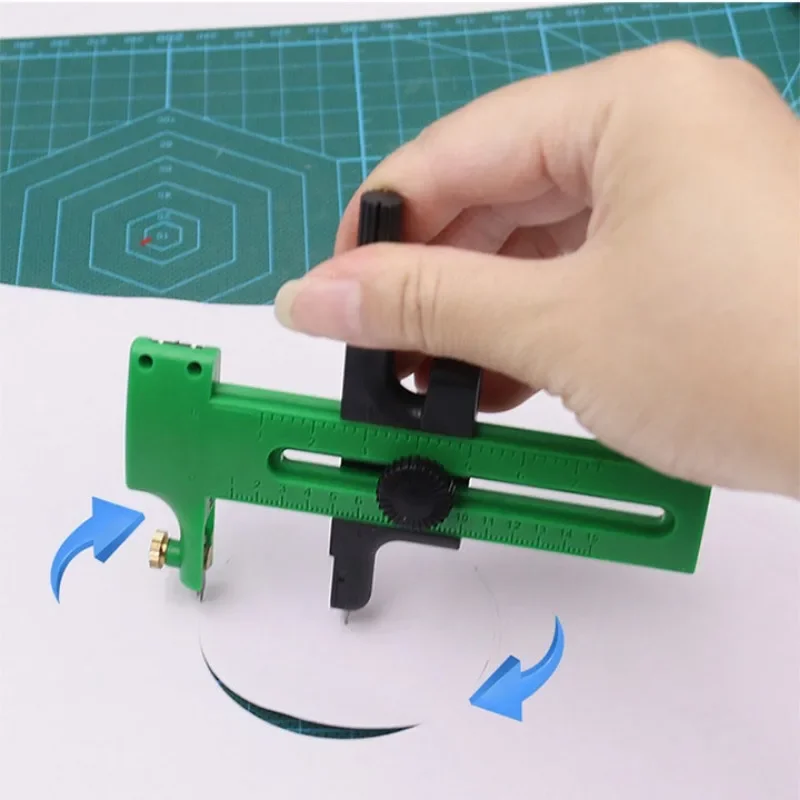 Paper Cutter Circular Cutter Handle Circle Cutter Rotary Compass Circle Cutter 2-15cm Cutting Tool for Draw Picture Fabric Leather Craft DIY Scrapbook Making