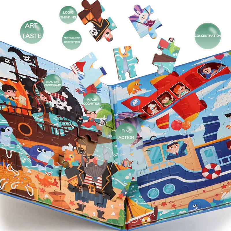 Wooden Jigsaw Magnetic 3D Puzzles Book Educational Toys For Children Baby Kid Portable Montessori Learning Intelligence ﻿Toys 3