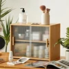 Living Room Bamboo Tea Cabinet Multi-functional Storage Changhong Glass Shelves Adjustable Kitchen Organizer Home Storage Unit 5