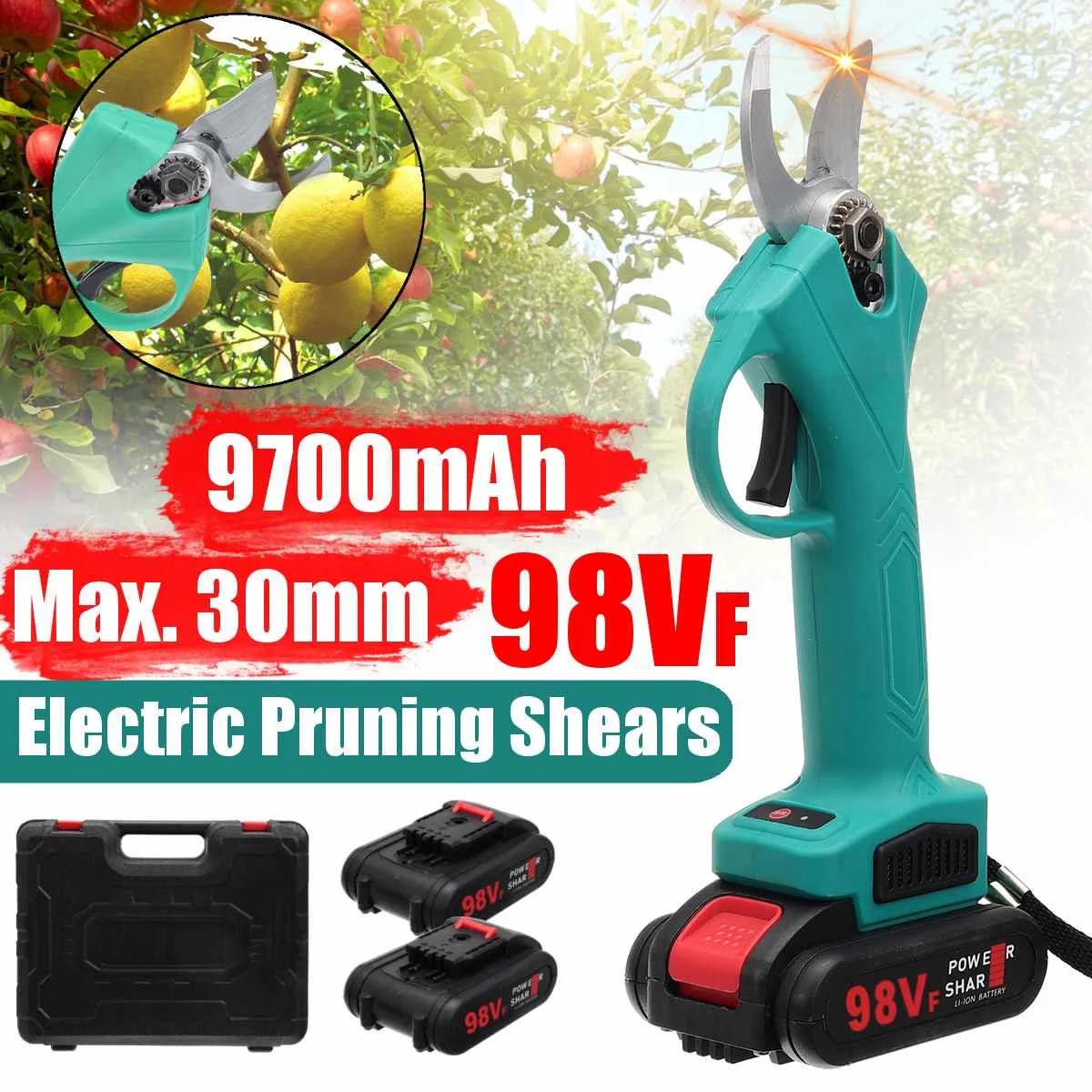 

Electric Pruning Shears 98VF Garden Fruit Tree Bonsai Cordless Electric Garden Scissors For Frozen Branches Winter Garden Tool