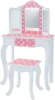 Kids Princess Gisele Polka Dot Print 2-Piece Kids Wooden Play Vanity Set with Vanity Table, Tri-Fold Mirror, Storage Dra 1