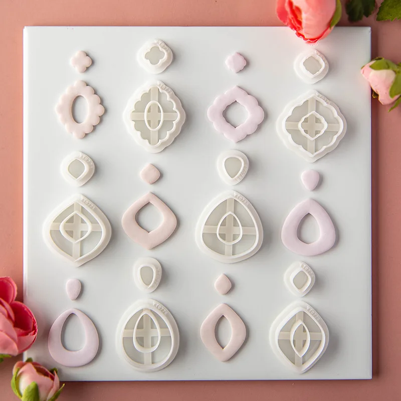 Geometry Series Simple Shape Polymer Clay Earring Cutting Molds Lace Hollow Jewelry Pendant Clay Cutters DIY Decoration Making,polymer clay cutter