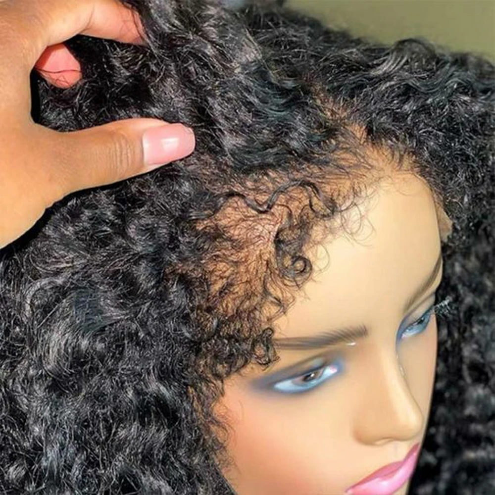 

Kinky Curly Bob 4C Hairline Edge Pre Plucked Transparent Lace Frontal Wigs 13x4 Lace Front Human Hair Wigs For Women Glueless