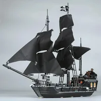 Pirates The Black Pearl And Queen Anne's Revenge Ship Building Block Model Assemble Bricks Toys Kids Gifts Fit MOC 4195 4184 Set 2