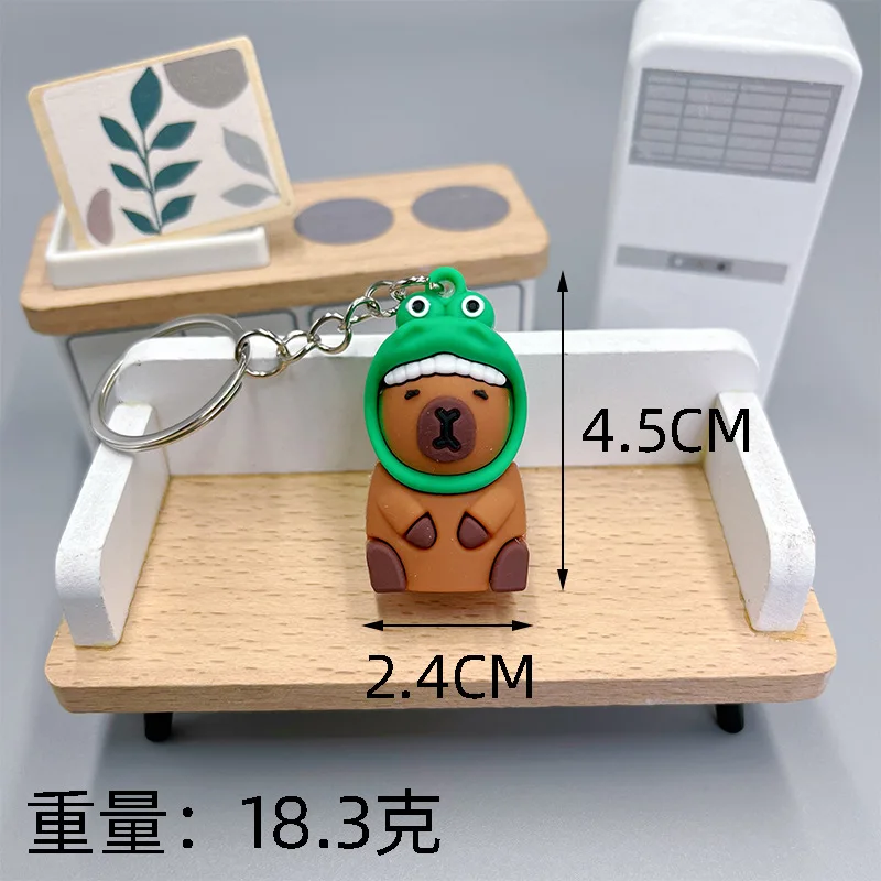 Mini Capybara Keychain Soft Rubber Cute Ugly Animal Bag Charm Backpack Purse Accessories Gift