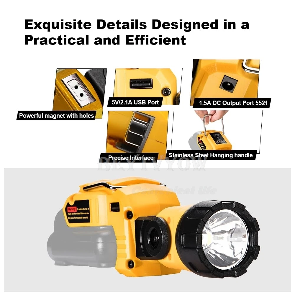 Cordless LED Work Light for Dewalt 12V Battery with Powerful Magnet 280LM Portab