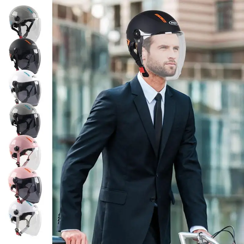 

Face Helmet Motorcycle Open Dual Lens Visors Men Women Summer Electric Bicycle Helmet Scooter Motorbike Accessories