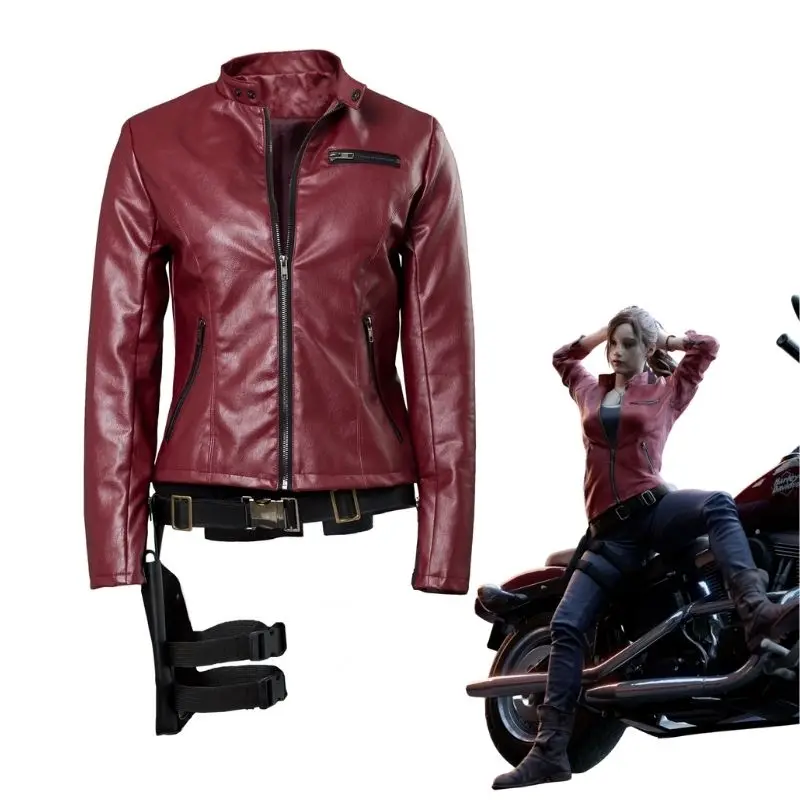 Buy Womens Claire Redfield Resident Evil Red Moto Leather Jacket