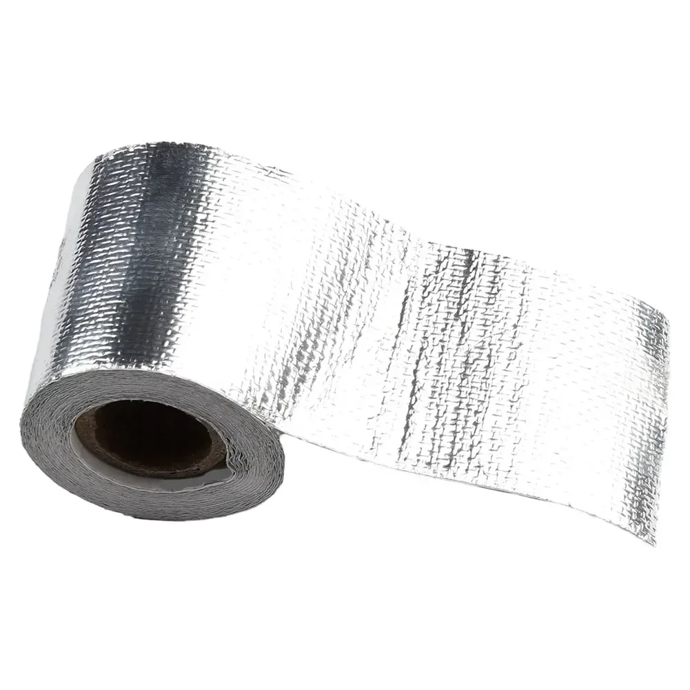 High Temperature Resistant Exhaust Pipe Insulation Tape Fiberglass Aluminum Foil Tape 1 Roll Of Car Heat Protection Foil Film fiberglass insulation tape