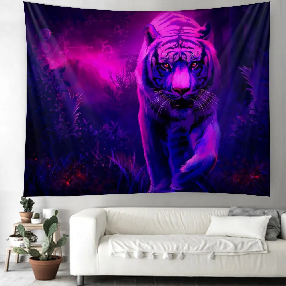 

Forest Animal Tiger Wall Hanging Tapestry Art Deco Blanket Curtain Hanging At Home Bedroom Living Room Decoration